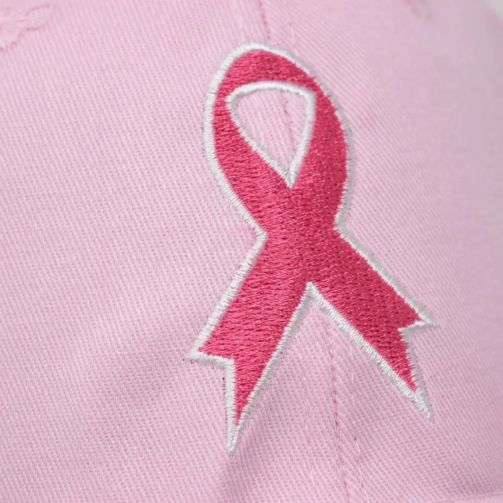Breast Cancer Awareness Cap Pink Adjustable Strapback Embroidered Ribbon New Hat - Picture 2 of 9